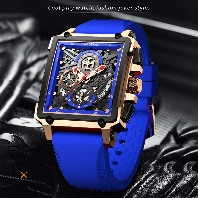 LIGE 남성용 스포츠 크로노그래프 손목 시계, 육군  - Silicone Band Replacement 리뷰 및 가격