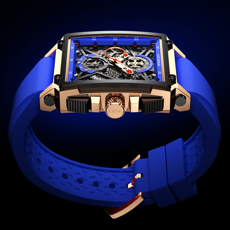 LIGE 남성용 스포츠 크로노그래프 손목 시계, 육군  - Silicone Band Replacement 리뷰 및 가격